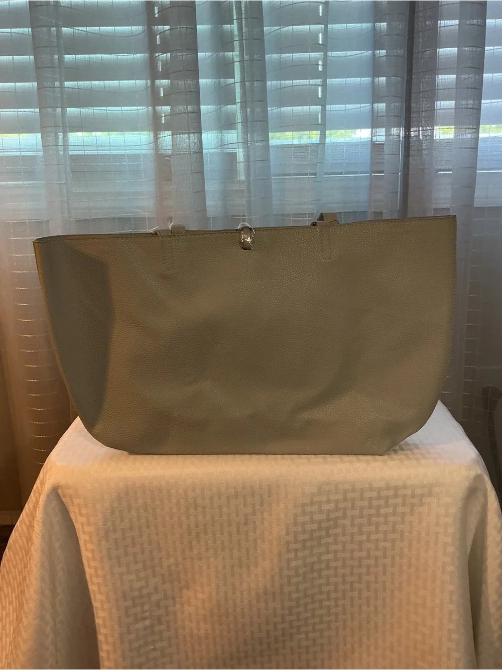 Badgley Mischka Light Gray Vegan Leather Tote Bag